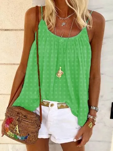 Casual Crew Neck Cotton-Blend Shirts & Tops