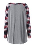 Plaid Casual Paneled Long Sleeve T-Shirts