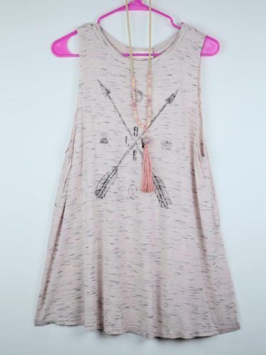 Pink Casual Floral Crew Neck Shirts & Tops