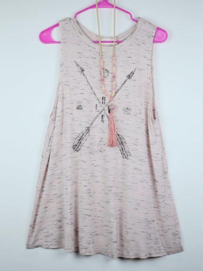 Pink Casual Floral Crew Neck Shirts & Tops