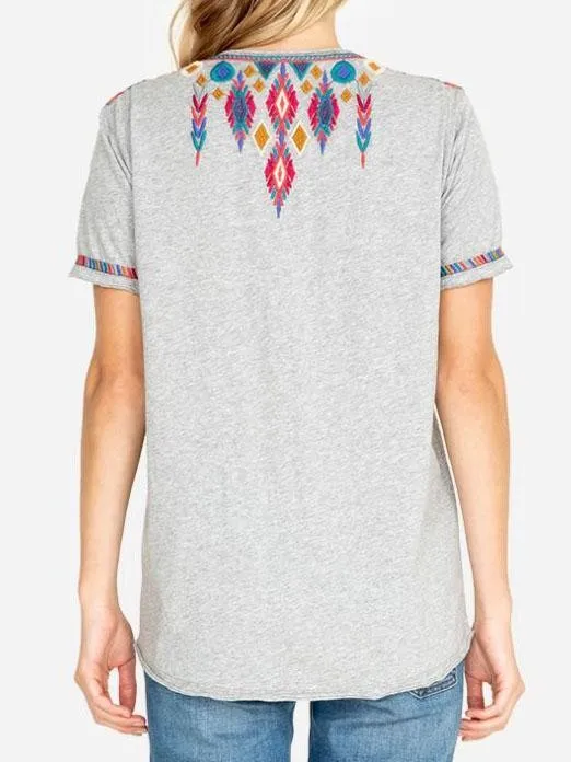 Cotton-Blend Floral Short Sleeve Shirts & Tops
