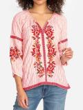 3/4 Sleeve Floral-Print Casual Shirts & Tops