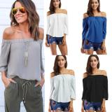 Off Shoulder Sexy Solid Shirts & Tops