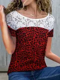 Short Sleeve Patchwork Shirts & Tops