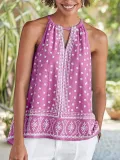 Sleeveless Casual Floral Shirts & Tops