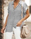 Striped Relaxed Fit Button Down Top