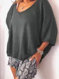 Black Long Sleeve Solid Shirts & Tops