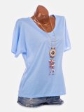 Casual Summer Multicolor V Neck Short Sleeve T-Shirts Tops