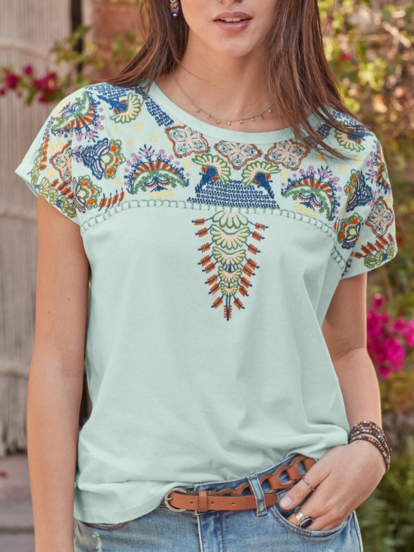 Short Sleeve Crew Neck Casual Shirts & Tops