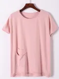 Casual Cotton-Blend Pockets Short Sleeve Shirts & Tops