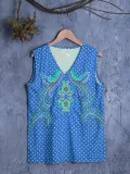 Vintage Sleeveless V Neck Shirts & Tops