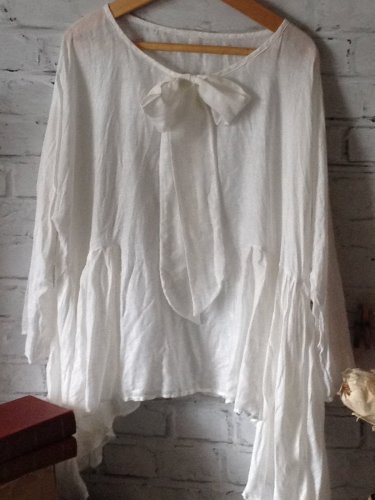 White Long Sleeve Shift Crew Neck Shirts & Tops