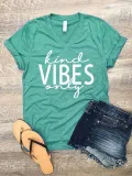Gray Blue Cotton-Blend Letter Casual Shirts & Tops