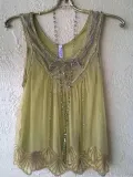 Wide Round Neck Sleeveless Mesh Casual Top