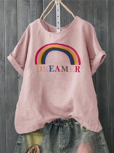 Rainbow-Printed Casual Daily Shirts & Tops