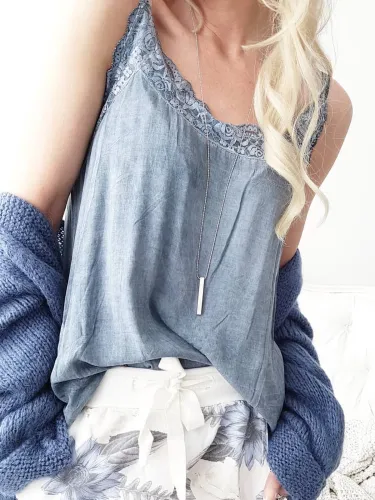 Spaghetti-Strap Cotton-Blend Casual Shirts & Tops