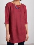 Pockets 3/4 Sleeve Solid Shirts & Tops