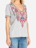 Cotton-Blend Floral Short Sleeve Shirts & Tops
