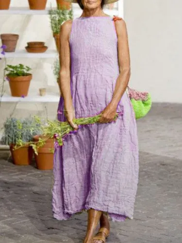 Sleeveless Casual Cotton-Blend Dresses