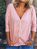 Long Sleeve Sweet Buttoned Cotton Shirts & Tops