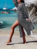 V Neck Basic Paneled Beach Dress
