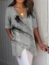 Printed V neck Casual Shirts & Tops