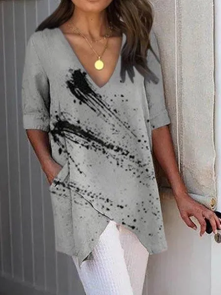 Printed V neck Casual Shirts & Tops