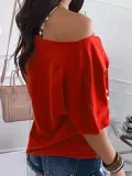 Off Shoulder Printed Casual T-Shirts