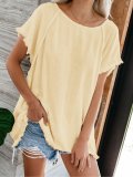 Plain Short Sleeve Crew Neck Shirts & Tops