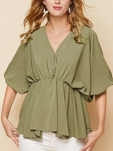 Green Half Sleeve Casual Shirts & Tops
