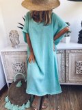 Women Short Sleeve Plain Dresses