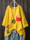Short Sleeve Patchwork Casual Shirts & Tops