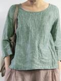 Solid 3/4 Sleeve Shirts & Tops