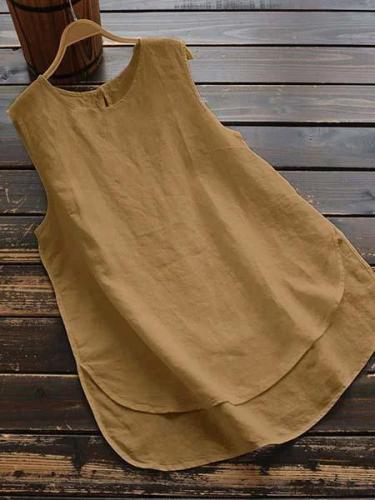 Cotton Sleeveless Paneled Shirts & Tops