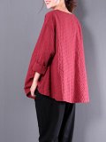 Casual Cotton 3/4 Sleeve Gingham Linen Blouse