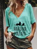 Geometric V Neck Casual Shirts & Tops