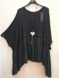 Plus Size Paneled Batwing Asymmetrical T-shirts