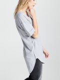Gray Cotton V Neck Casual Shirts & Tops