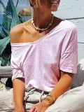 Casual Solid V Neck Shirts & Tops