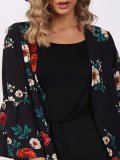 Floral Casual Paneled Bell Sleeve Chiffon Printed/Dyed Cardigan