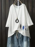 Sweet Short Sleeve Embroidered Shirts & Tops