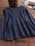 Long Sleeve Cotton-Blend V Neck Casual Shirts & Tops