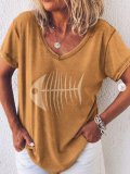 Round Neck Casual Cotton-Blend Shirts & Tops