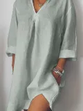 Long Sleeve Linen Casual Tops