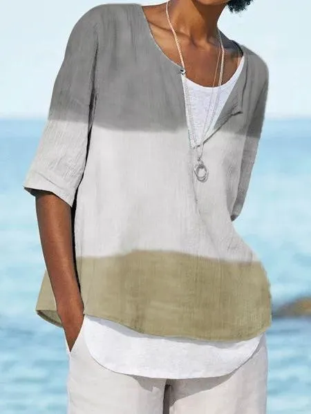 Casual Half Sleeve Striped Shirts & Tops