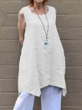 Double Pockets Sleeveless Plus Size Shirts