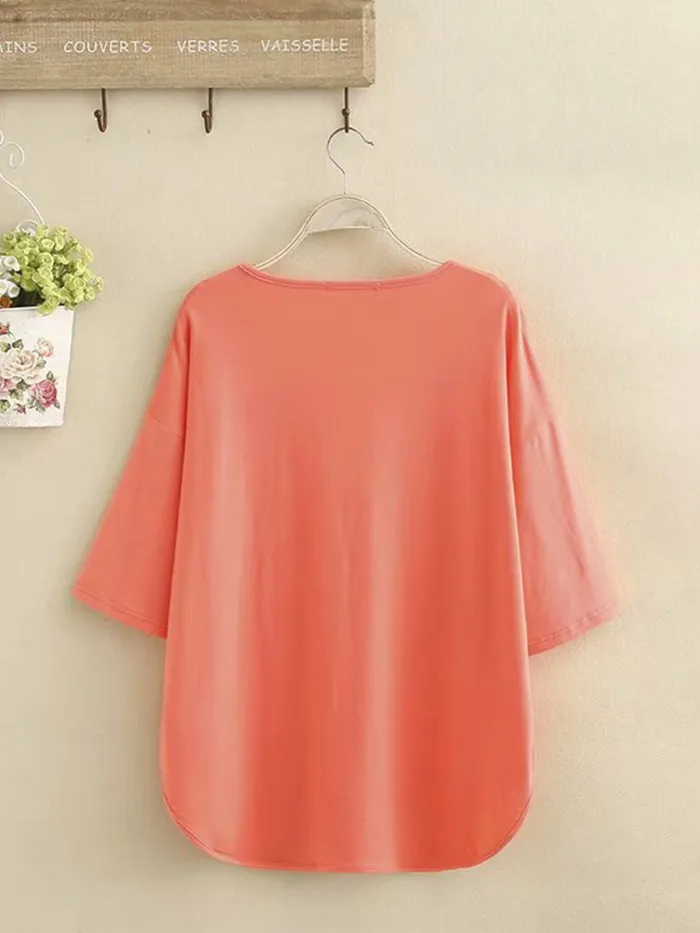 V Neck Cotton Shirts & Tops