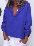 Women V Neck Cotton Linen Loose T Shirt Tops Tunic