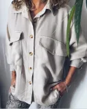 Plus Size Casual Long Sleeve  Solid Tops