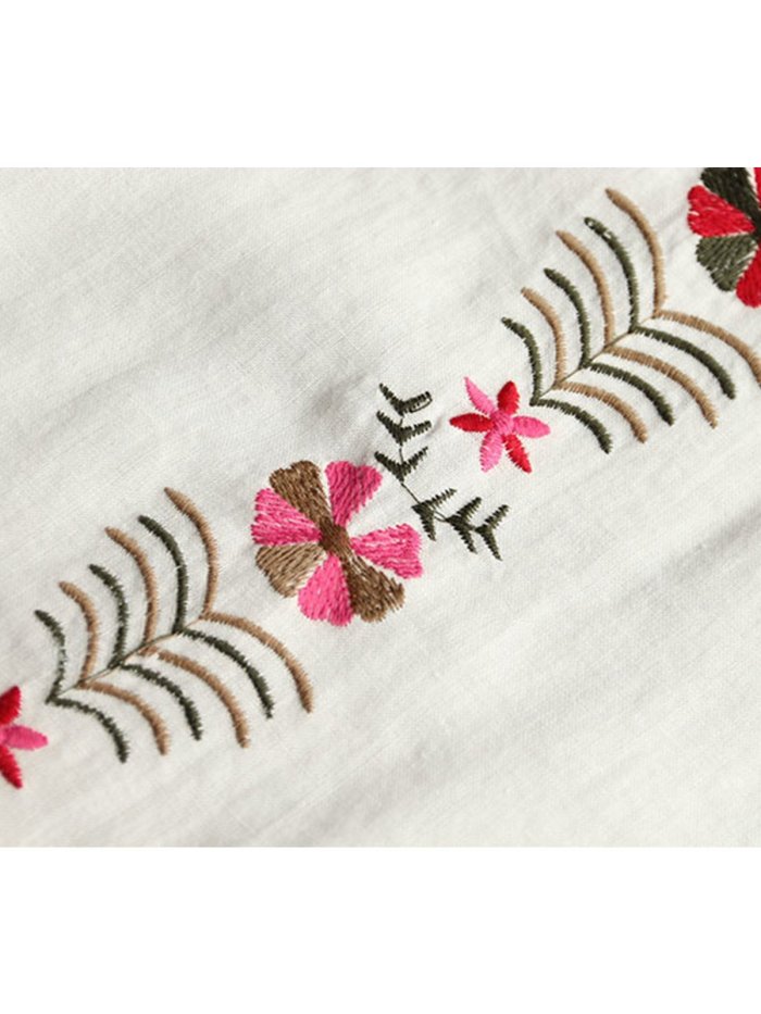 Women Casual Loose Embroidered Tops Tunic Blouse Shirt